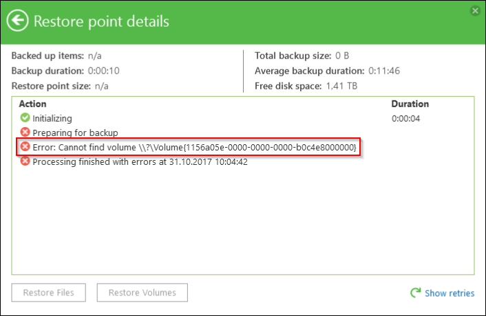 Veeam-Fehler nach dem Windows 10 Update