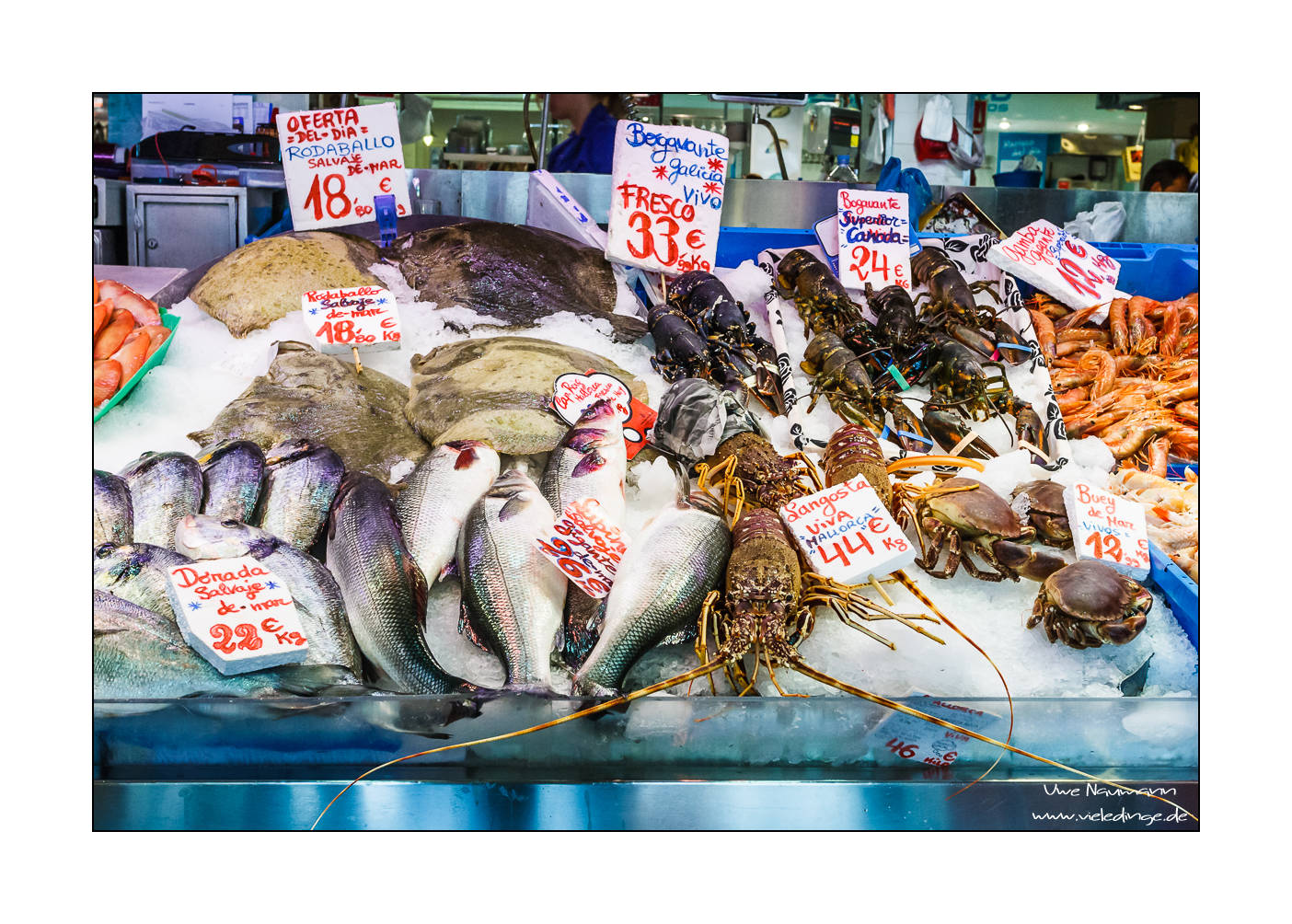 Auslage eines Fischhändlers im Mercat de L’Olivar